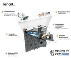 Trianova Postelja v omari Lenart - Concept Pro 04 - 140x200 cm - siva