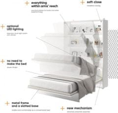 Trianova Postelja v omari Lenart - Bed Concept 05 - 120x200 cm - bela sijaj