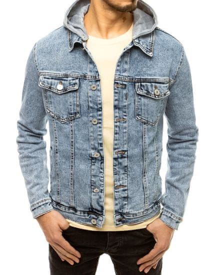 Dstreet Moška jeans jakna s kapuco Silvana nebeško modra