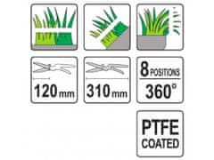 YATO  Škarje za travo 310 mm 8 položaj (360°)
