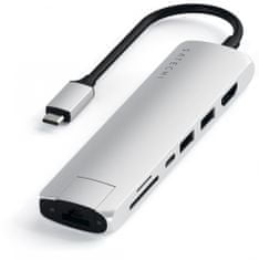 Satechi Slim hub, USB-C, 7 vhodov, srebrn