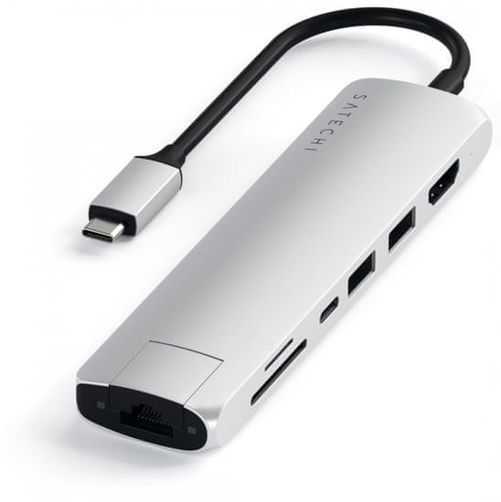 Satechi Slim hub, USB-C, 7 vhodov, srebrn