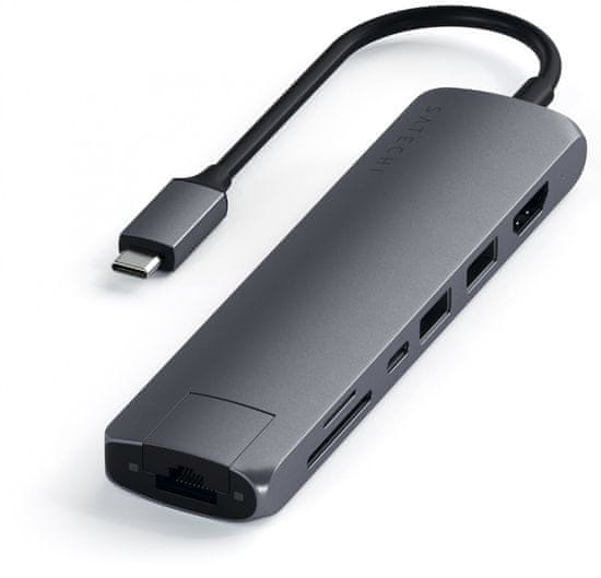 Satechi Slim hub, USB-C, 7 vhodov, Space Grey