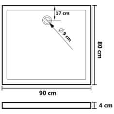 Vidaxl Pravokotna ABS tuš kad bela 80x90 cm