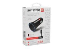 SWISSTEN 2,4A 2USB, USB-C avtomobilski polnilec