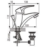 Ferro Armatura za umivalnik METALIA 57 57001.0 (120 mm) krom