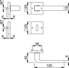 Hoppe 1124 / 843KV / 843KVS kljuka z rozeto Dublin OB, F94-1, aluminijasta