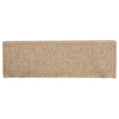 Vidaxl Samolepilne preproge za stopnice sisal 15 kosov 65x25cm peščene