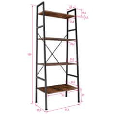 tectake Poličnik Newcastle 57,5 x 35,5 x 139cm Industrijsko temno