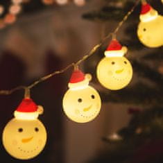 Božično novoletne lučke na baterije v obliki snežakov 10 LED 1.1m toplo bela barva 3 x AA