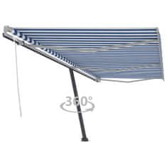 Vidaxl Prostostoječa ročno zložljiva tenda 600x350 cm modra/bela