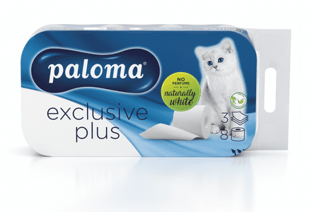 Paloma Exclusive toaletni papir, bel, 8 kosov