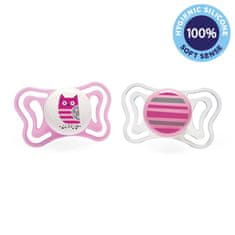 Chicco Physio Light silikonska duda 6-16m deklica - sova/trakovi 2 kosa