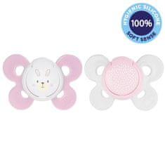 Chicco Physio Comfort Silikonski dudelec 0-6m deklica - zajček/očki 2 kosa