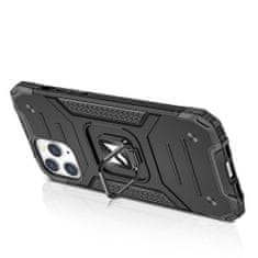 WOZINSKY WOZINSKY RING ARMOR ARMORED HYBRID CASE COVER + MAGNETNO DRŽALO ZA IPHONE 12 PRO MAX ČRNA