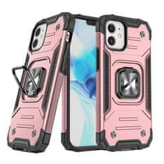 shumee Armored hybrid ovitek za iPhone 12 Mini + magnetno držalo Ring Armor, roza