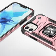 WOZINSKY Oklepni hibridni etui za iPhone 12 Mini + magnetno držalo Ring Armor roza