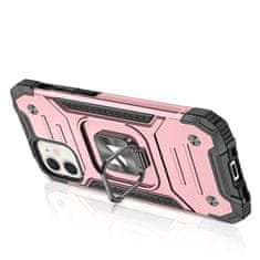 WOZINSKY Oklepni hibridni etui za iPhone 12 Mini + magnetno držalo Ring Armor roza