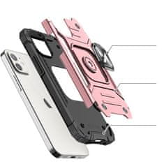 WOZINSKY Oklepni hibridni etui za iPhone 12 Mini + magnetno držalo Ring Armor roza