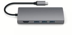 Satechi Type-C Multi-Port adapter, aluminij, HDMI 4K, 3x USB 3.0, MicroSD, EthernetV2 Space Grey