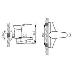 Ferro PADWA armatura za pomivalno korito stenska L= 220mm krom