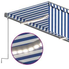 Vidaxl Avtomatska tenda s senčilom LED + senzor 3x2,5 m modra in bela