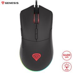 Genesis Krypton 290 gaming miška, optična, 6.400dpi, črna