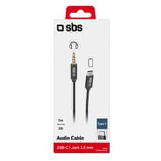 SBS USB-C v 3,5 mm Jack avdio adapter, 1 m, črn