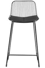 KINGHOME Barski stol MILES 66 cm, črn, kovinski, usnjen