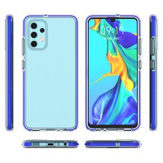 slomart spring case prozoren tpu gel zaščitni ovitek s pisanim okvirjem za samsung galaxy a32 4g svetlo moder