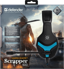 Defender Scrapper 500 gaming slušalke, črni + modri, 2 m kabel