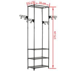 Vidaxl Stojalo za oblačila jeklo in netkano blago 55x28,5x175 cm črno