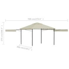 Vidaxl Paviljon z dvojno raztegljivo streho 3x3x2,75 m krem 180 g/m²