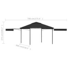 Vidaxl Paviljon z dvojno raztegljivo streho 3x3x2,75m antracit 180g/m2