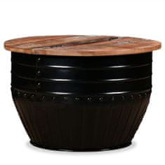 Vidaxl Klubska mizica iz trdnega predelanega lesa črna oblika soda