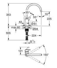 Grohe Get OHM C-spout armatura za umivalnik (31494001)