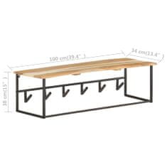 Vidaxl Obešalnik z naravnimi robovi 100x34x38 cm trden akacijev les