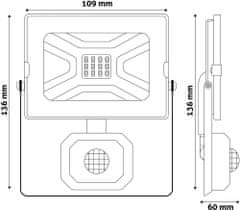 Avide Slim SMD LED reflektor s senzorjem, 10W, CW, 6400K