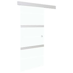 Greatstore Drsna vrata ESG steklo in aluminij 90x205 cm srebrna