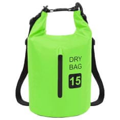 Vidaxl Torba Dry Bag z zadrgo zelena 15 L PVC