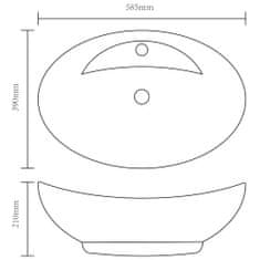 Vidaxl Keramični ovalni umivalnik z izlivnim sist. in luknjo za pipo