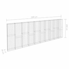 Vidaxl Gabionska stena s pokrovi pocinkano jeklo 600x30x200 cm