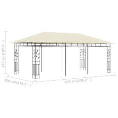 Vidaxl Paviljon z mrežo proti komarjem 6x3x2,73 m krem