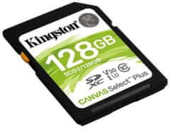 Kingston SDXC Canvas Select Plus pomnilniška kartica, 128 GB 100/85 MB/s (r/w), C10, UHS-I, U1, V10