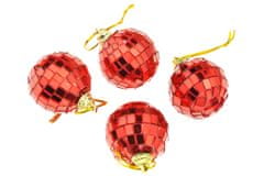 Zaparevrov Božične kroglice (4 cm), disko kroglice, rdeče, komplet 4