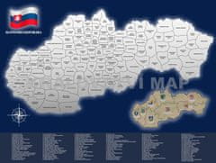 Zaparevrov Zemljevid Slovaške, srebrno-modra barva, darilni tubus