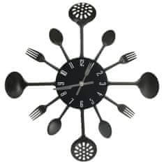 Vidaxl 325163 Wall Clock with Spoon and Fork Design Black 40 cm Aluminium