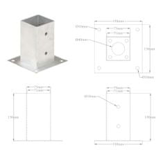 Vidaxl Sidra za stebričke 4 kosi pocinkana kovina 71 mm