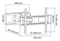 Cabletech Univerzalni LED TV nosilec 37-80", 60kg, 600x400, črna barva