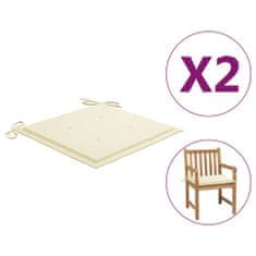 Vidaxl Blazine za vrtne stole 2 kosa krem 50x50x4 cm